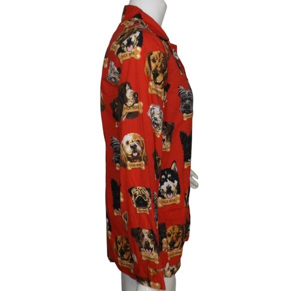NICK & NORA Pajama Top, S, Dogs, Milk Bone, Long sleeves, Vintage, Pockets, Red - Picture 5 of 10